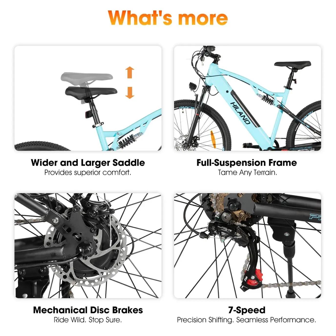 Mujer Hombre MTB Eléctrica 27,5 Pulgadas 7 Velocidades Doble Suspensión Spokane 6/7