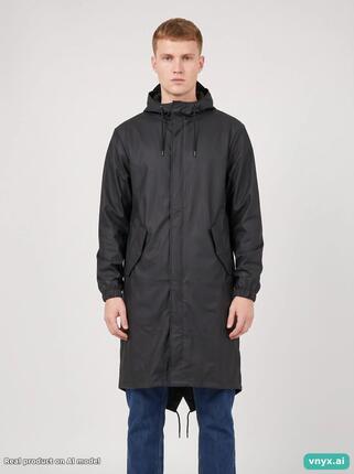 Second Life - Vintage RAINS Deep Black Long Coat Men S
