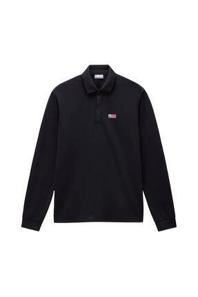 Polo - Sportswear - Homme - Manches longues, 100 % coton - Evan - Noir