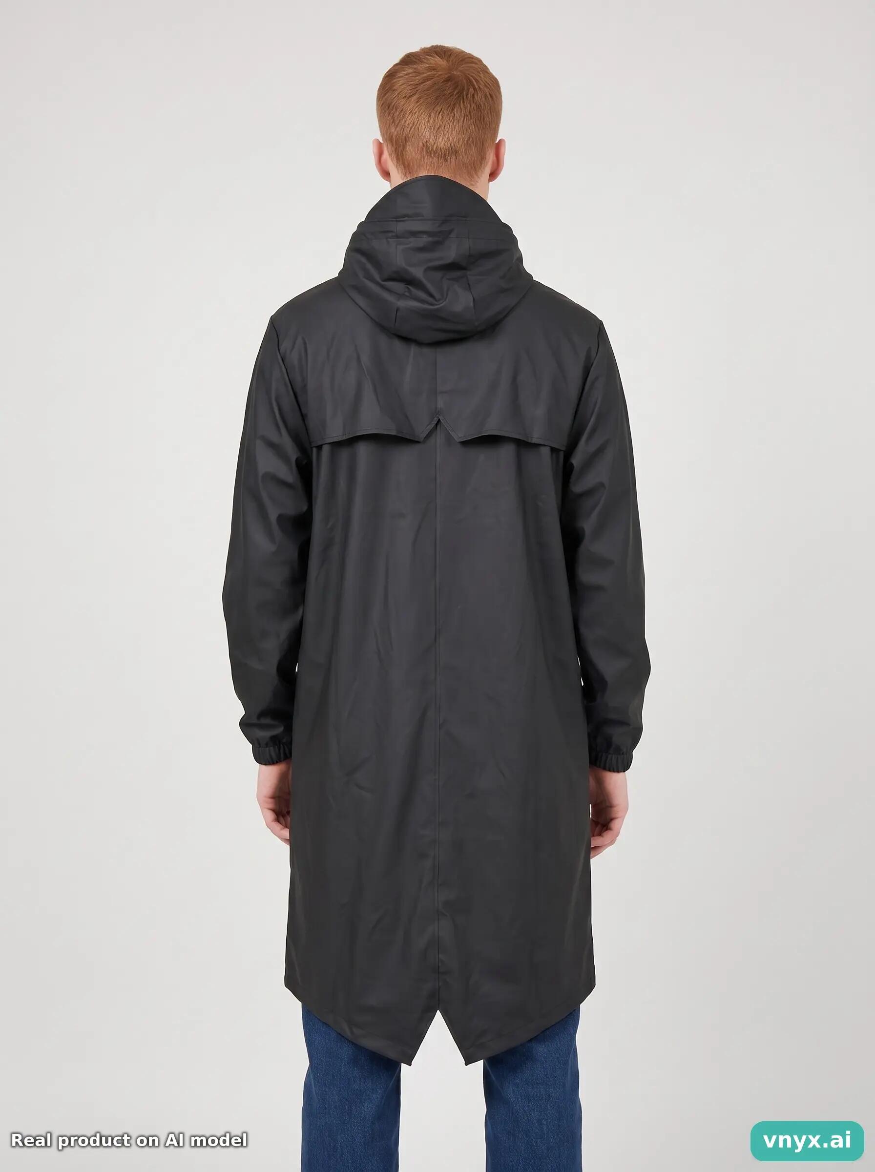 Second Life - Vintage RAINS Deep Black Long Coat Men S 2/5