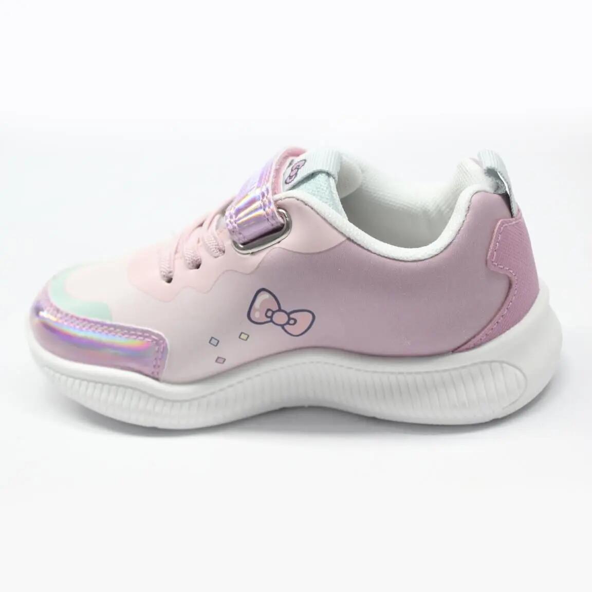 Sapatilhas com luzes criança Hello Kitty com duplo velcro rosa 2/5