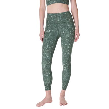 Legging 7/8 Yoga Motif/style Petites Taches Femme (Vert)