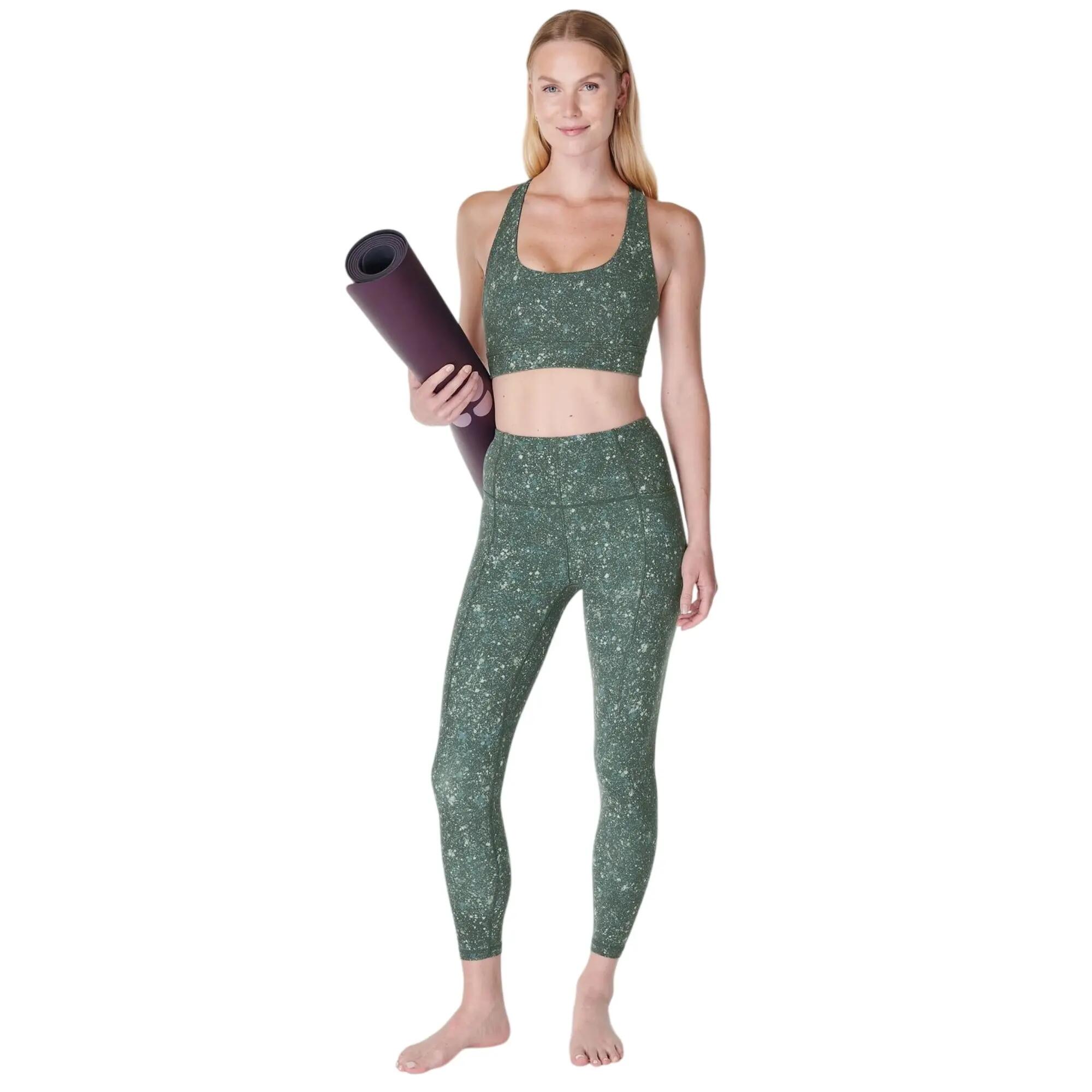 Legging 7/8 Yoga Motif/style Petites Taches Femme (Vert) 5/5