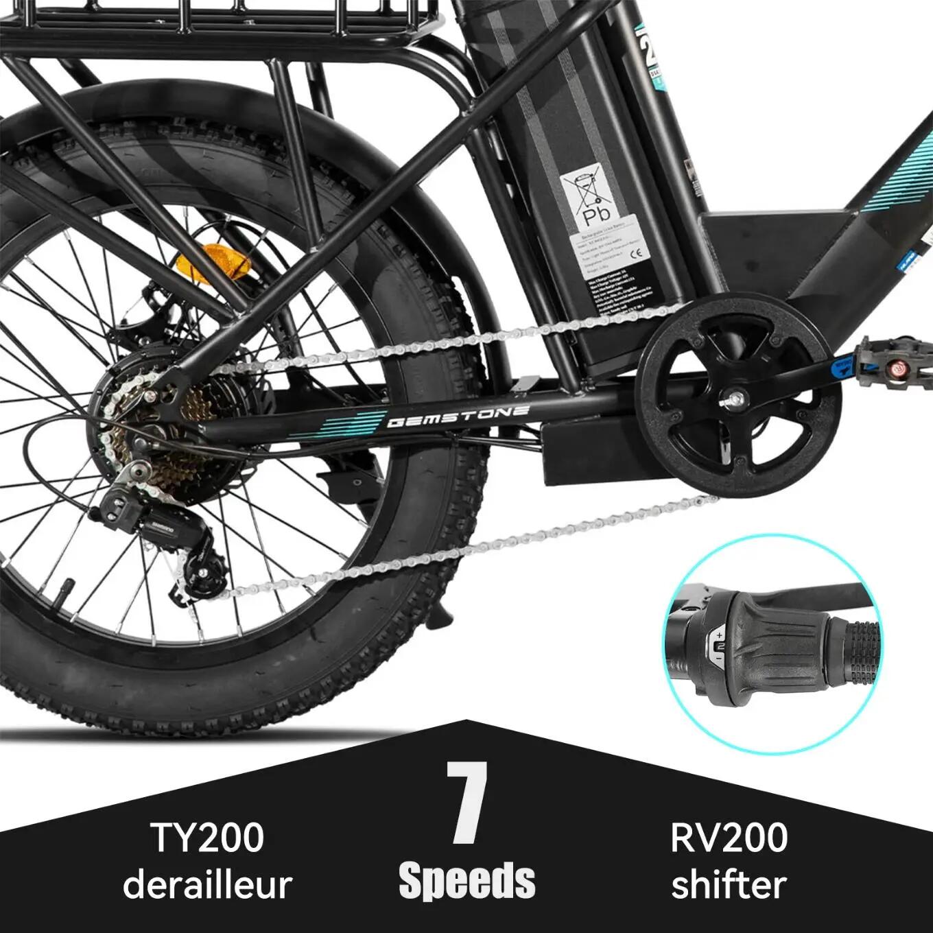 Dames Heren Fatbike 20 inch 7V 36V 13Ah Schijfremmen 6/7