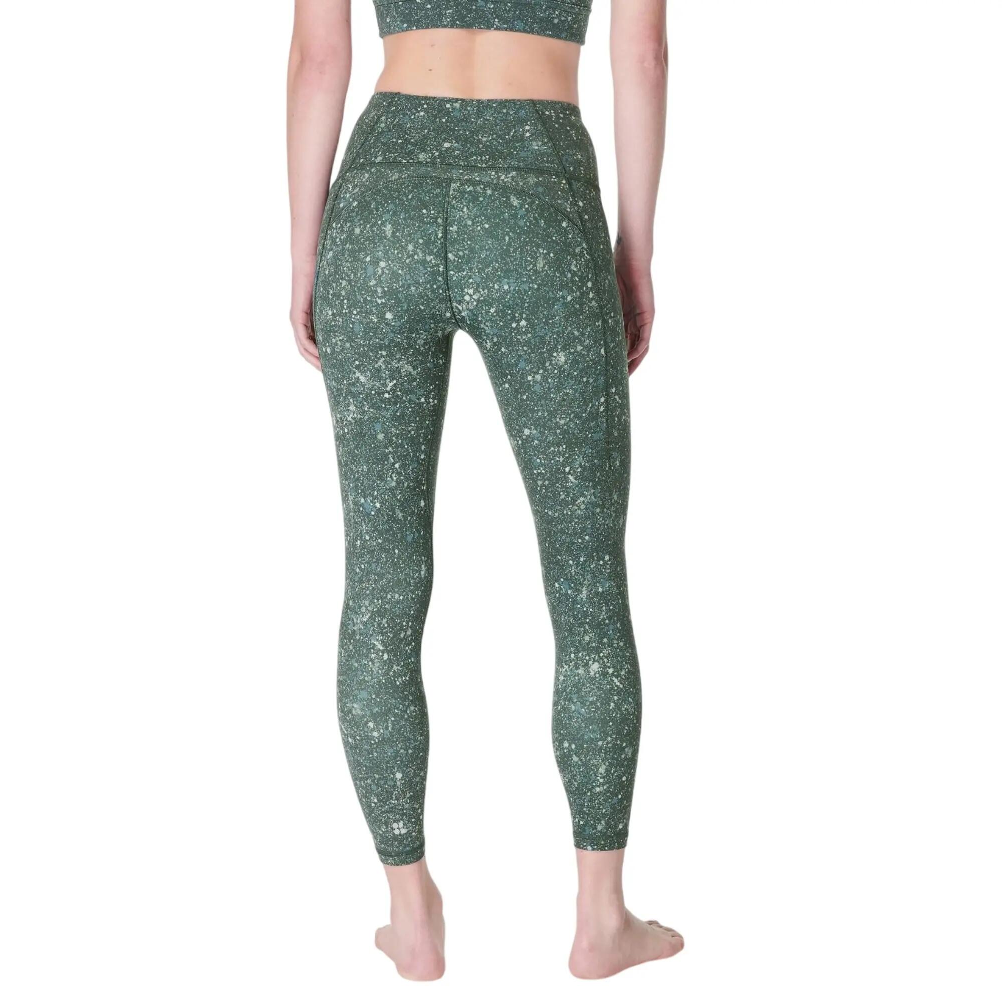 Legging 7/8 Yoga Motif/style Petites Taches Femme (Vert) 3/5