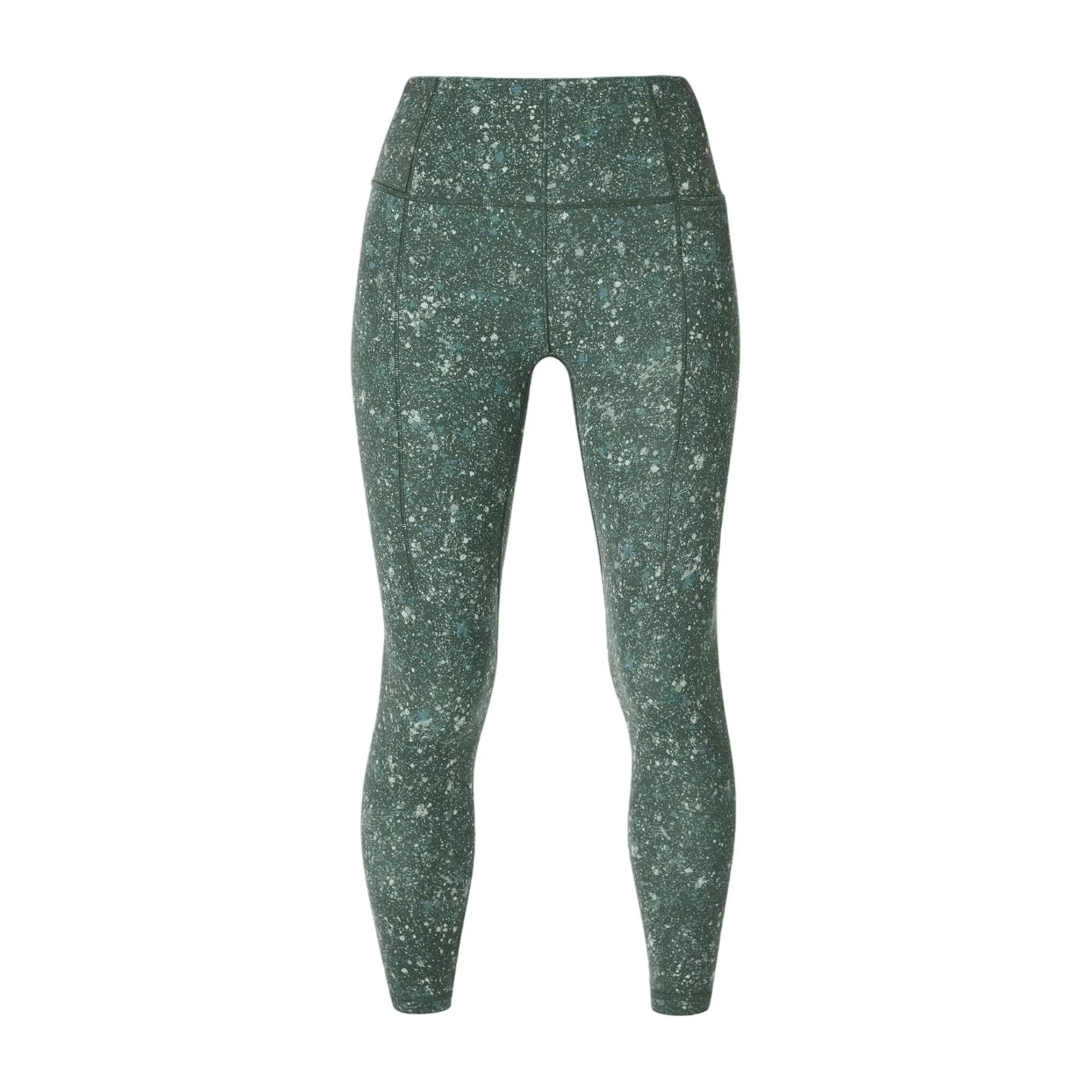 Legging 7/8 Yoga Motif/style Petites Taches Femme (Vert) 2/5