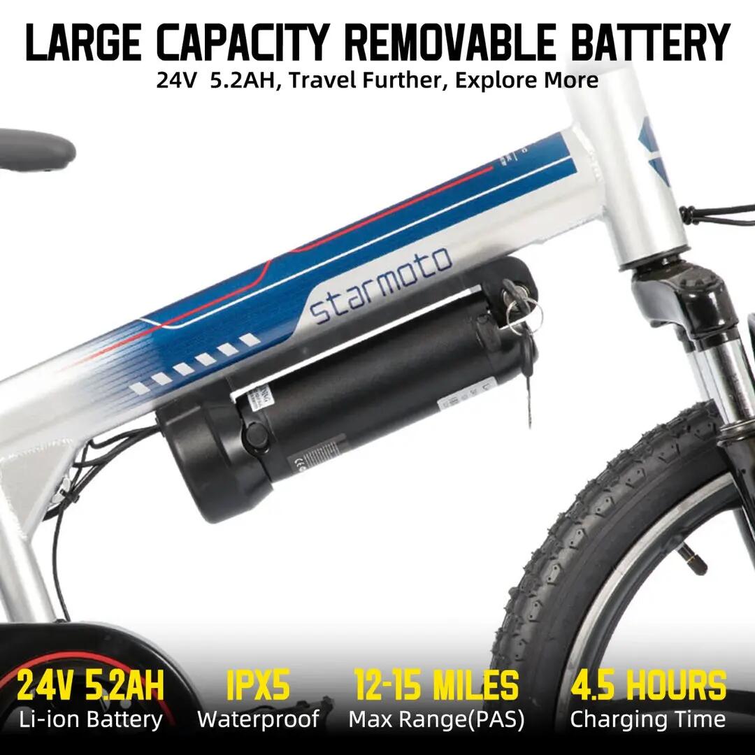Kinder Jugendliche E-Mountainbike 20 Zoll 250W Akku 3/6