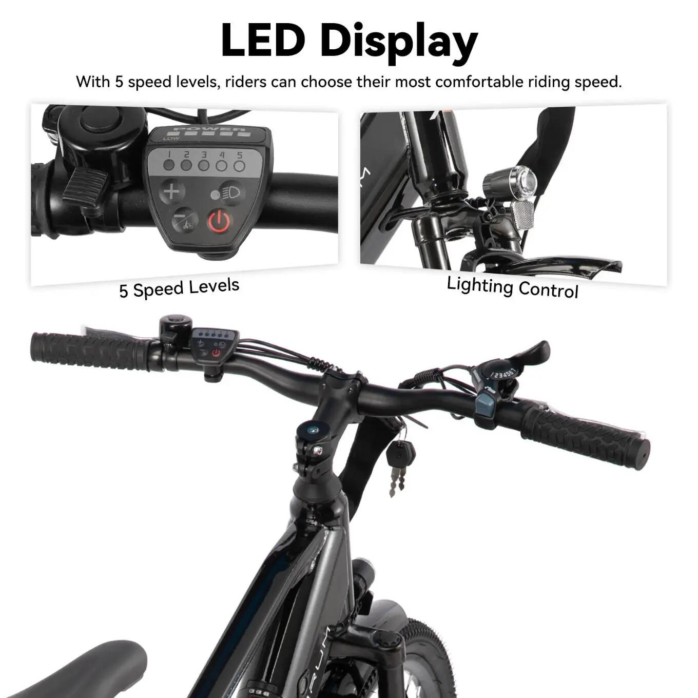 Mujer Hombre Bicicleta Eléctrica Urbana 26 Pulgadas 250W 36V 7 Velocidades 5/7
