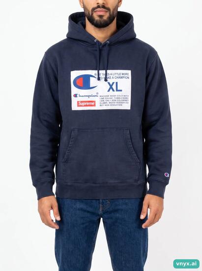 Second Life - Vintage Champion Dark blue Hoodie Men XL