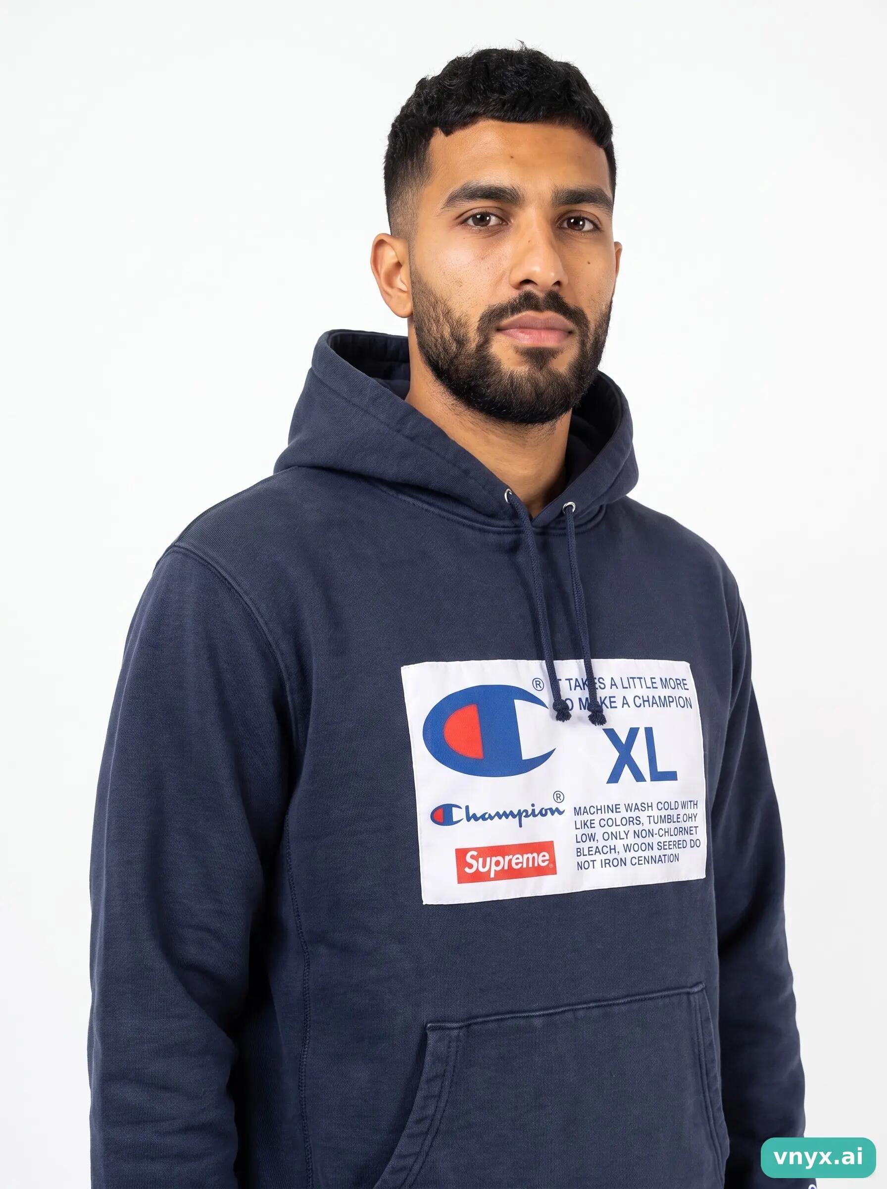Second Life - Vintage Champion Dark blue Hoodie Men XL 5/5