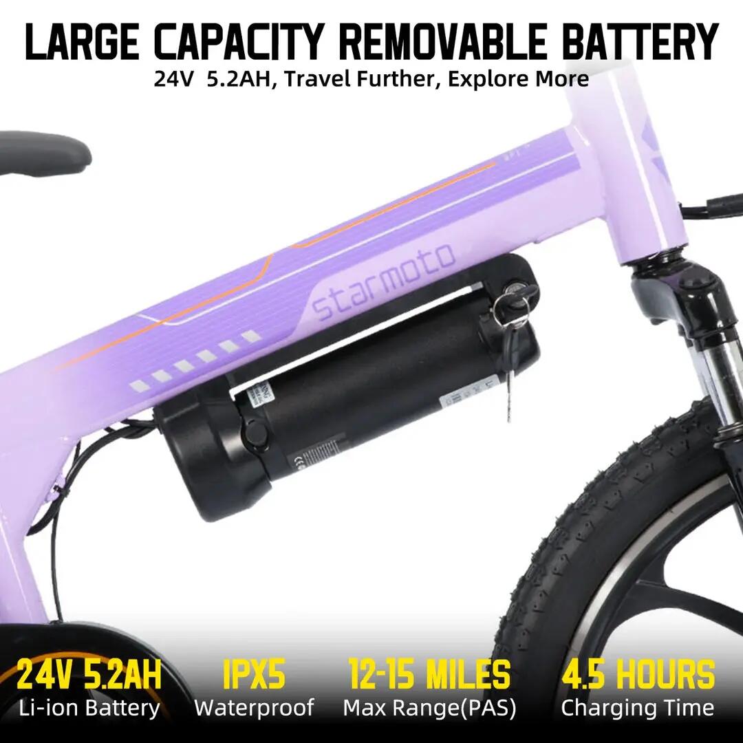 Kinder Jugendliche E-Mountainbike 20 Zoll 250W Akku 3/6