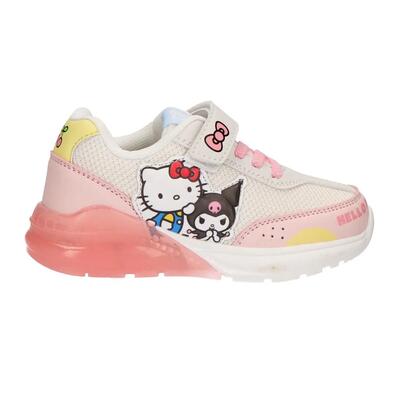 Hoge canvas kindersneakers hello kitty veters en rits roze