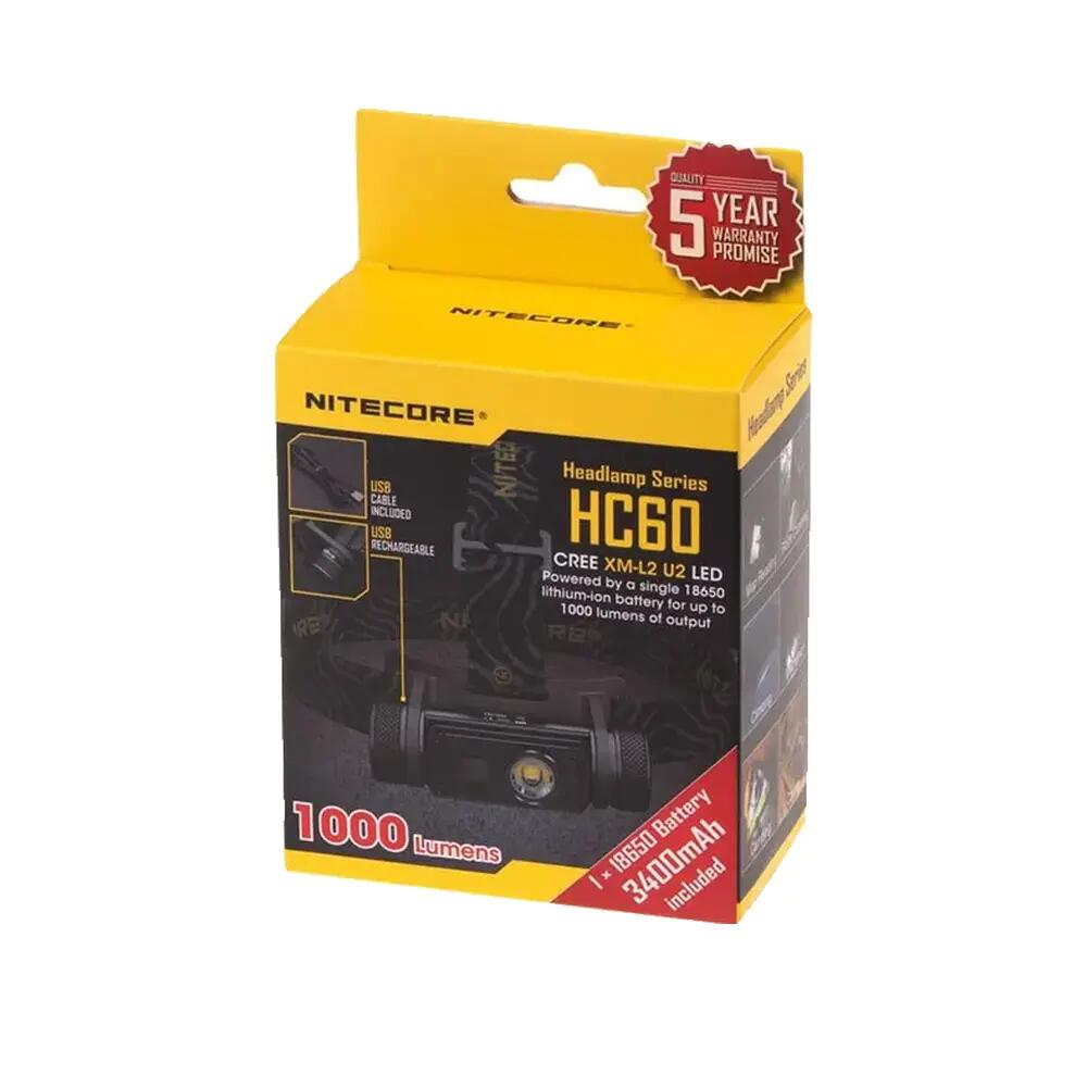 Lampada frontale Nitecore HC60 1000 lumen ricaricabile 7/9