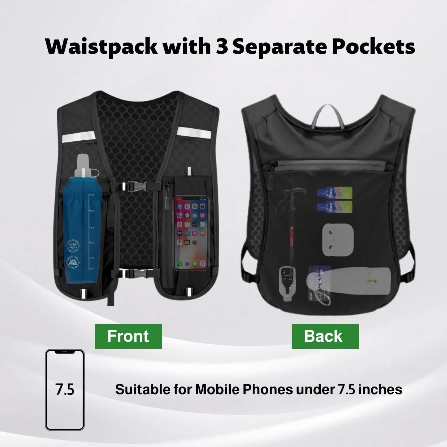 Gilet Hydratation Running Femme et Homme avec Bouteille d'eau de 500ml 4/7