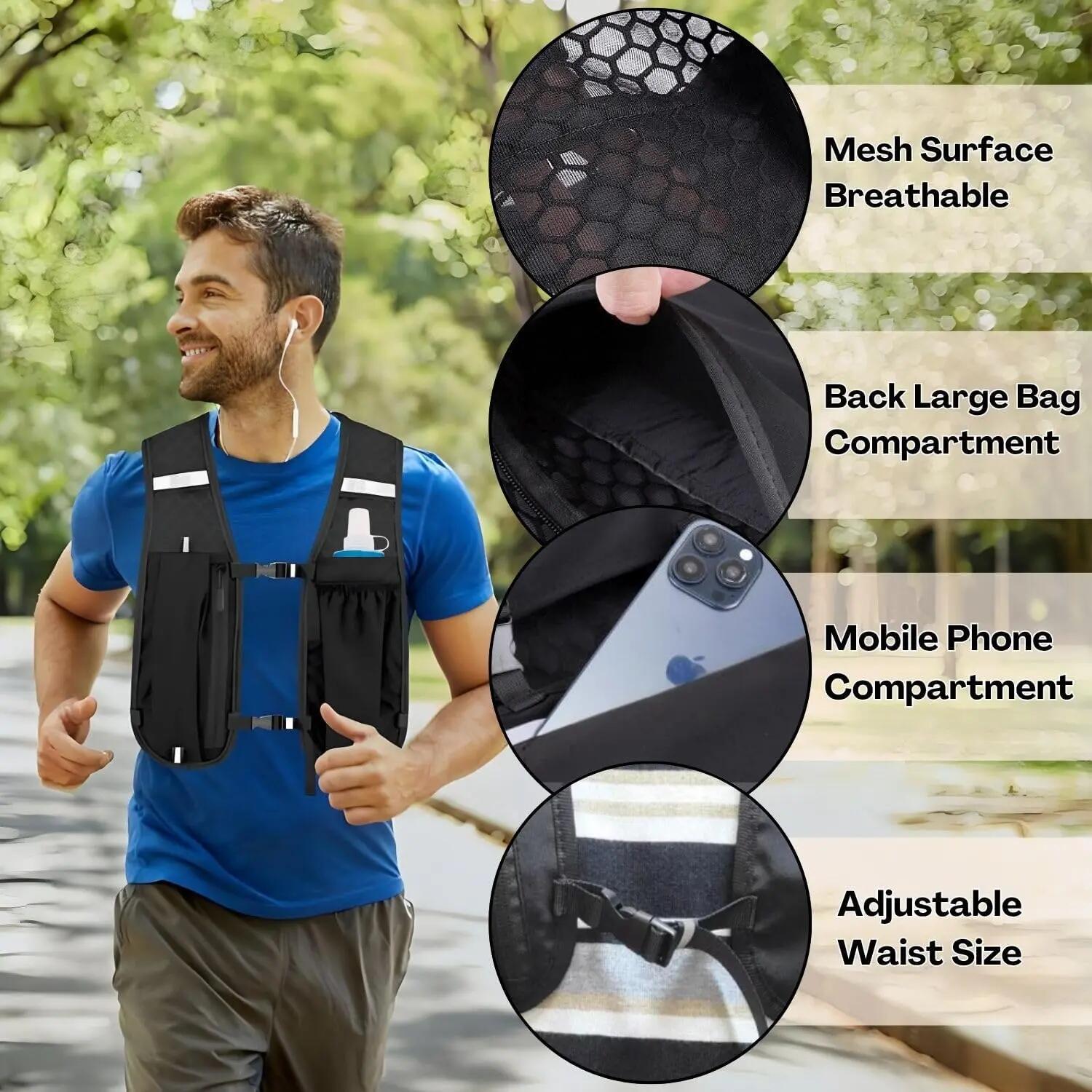 Gilet Hydratation Running Femme et Homme avec Bouteille d'eau de 500ml 3/7