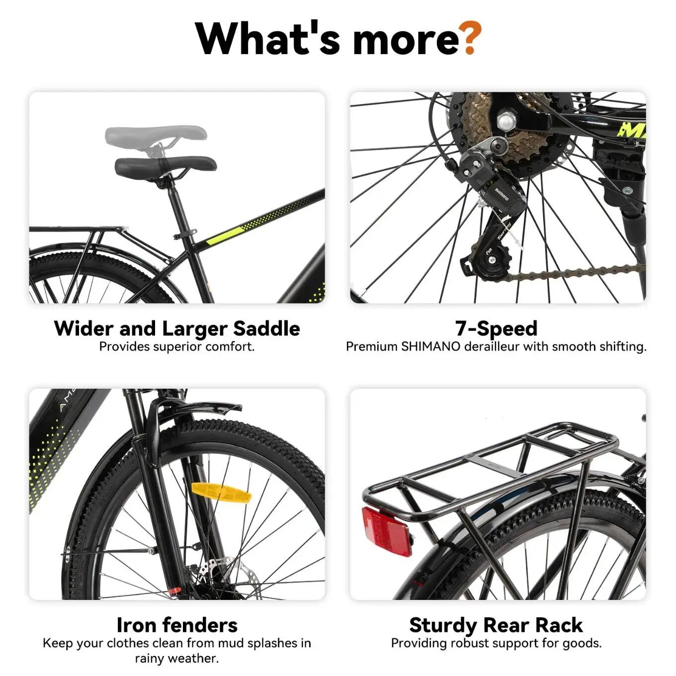 Mujer Hombre Bicicleta Eléctrica Urbana 26 Pulgadas 250W 36V 7 Velocidades 6/7
