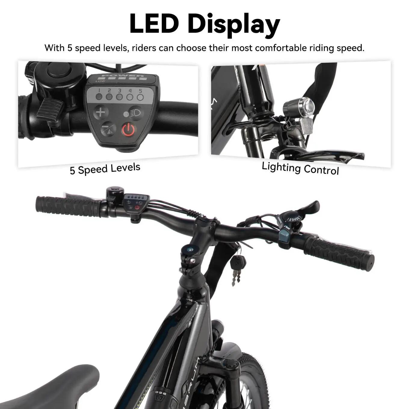 Mujer Hombre Bicicleta Eléctrica Urbana 26 Pulgadas 250W 36V 7 Velocidades 5/7