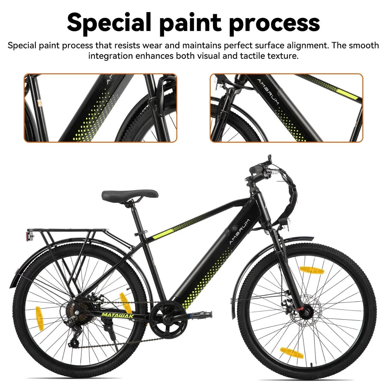 Mujer Hombre Bicicleta Eléctrica Urbana 26 Pulgadas 250W 36V 7 Velocidades 2/7