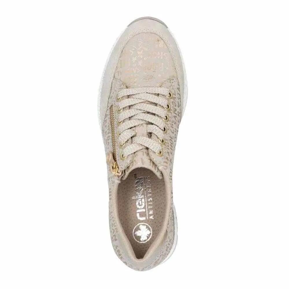 Dames Leren Trainers (Beige/Crème) 4/6
