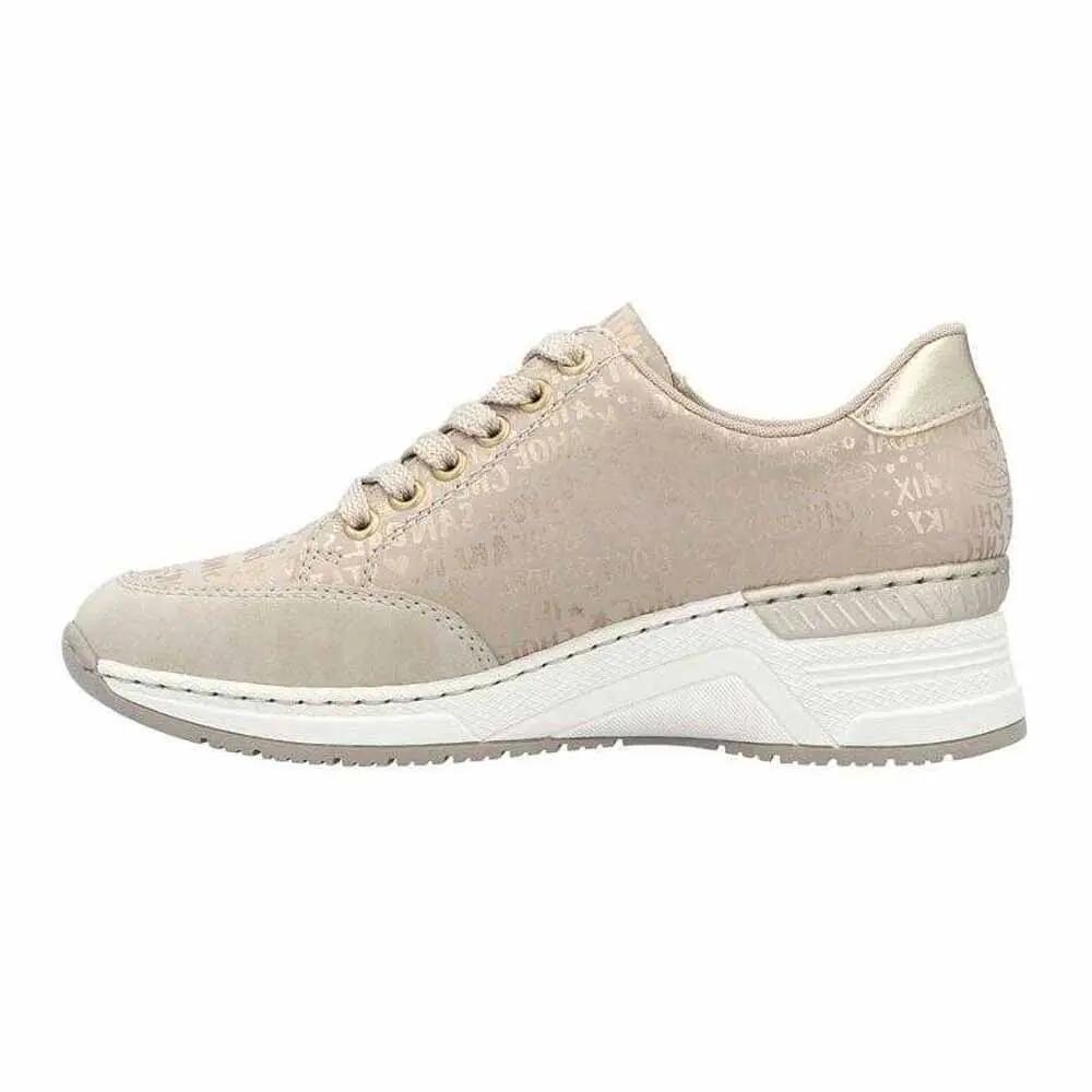 Dames Leren Trainers (Beige/Crème) 3/6