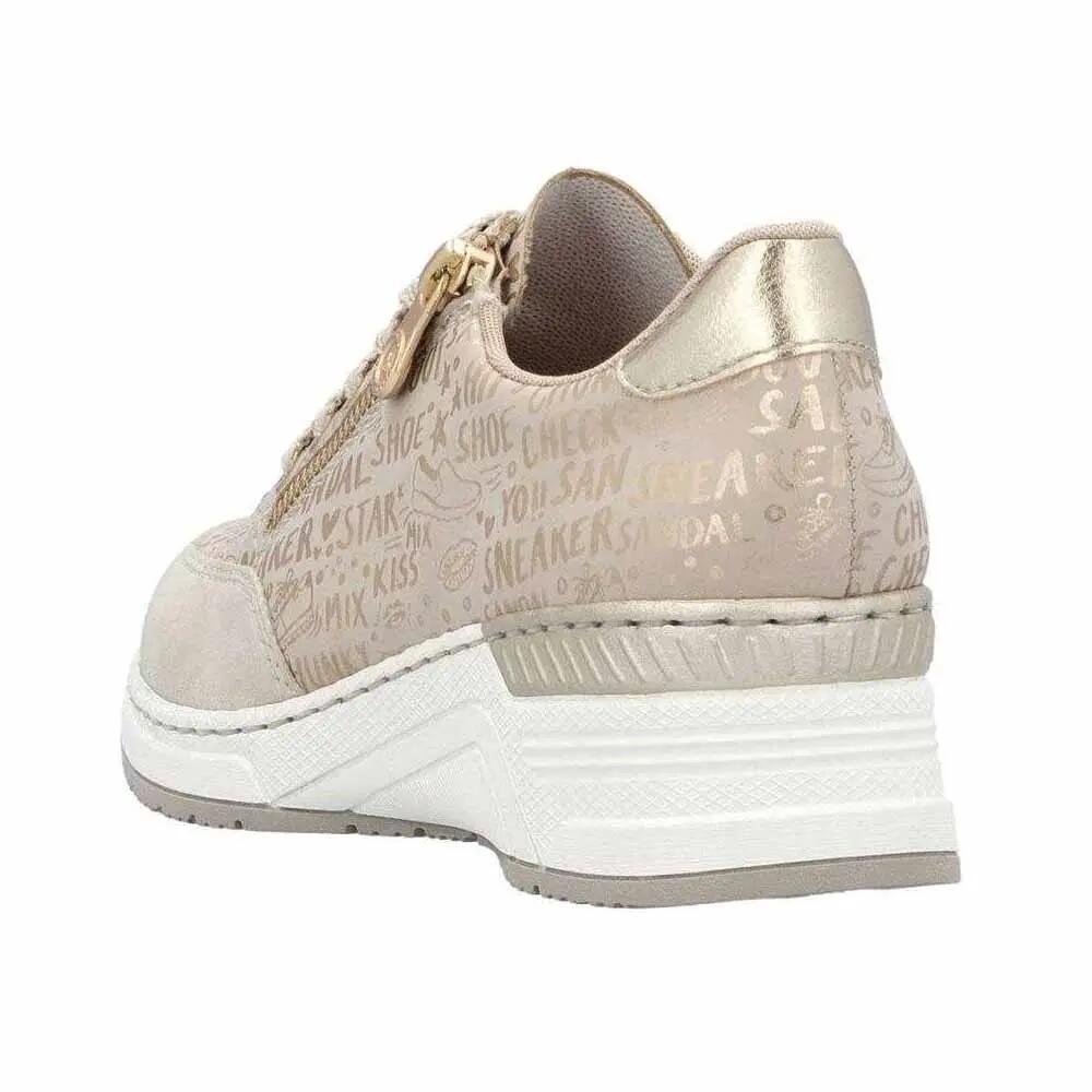 Dames Leren Trainers (Beige/Crème) 2/6