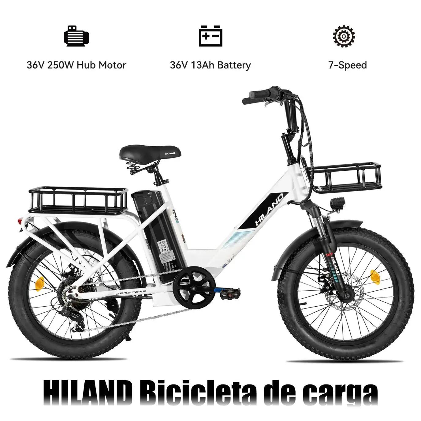 Mujer Hombre Bicicleta Eléctrica Fatbike 20 Pulgadas 7 Velocidades 36V 13Ah 2/7