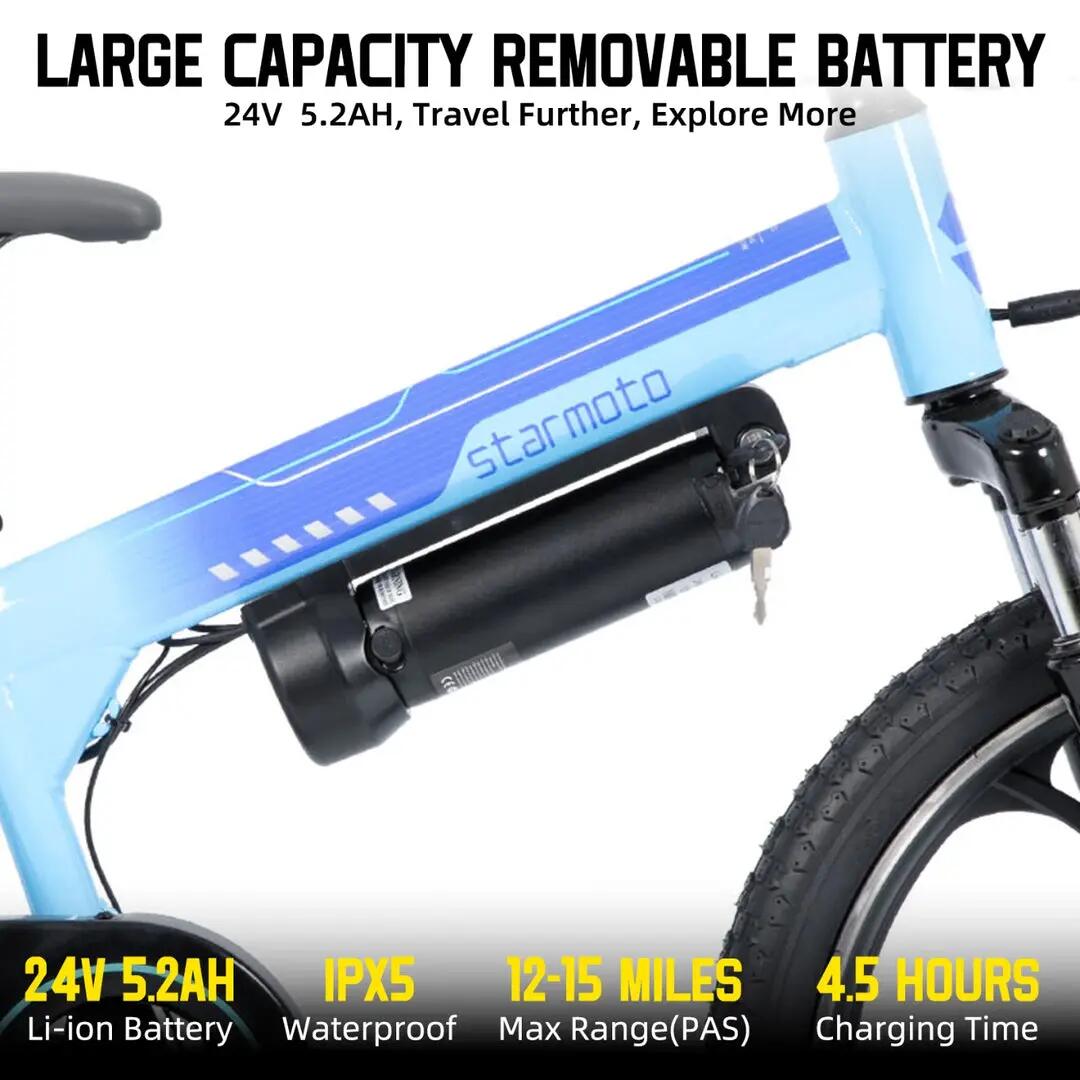 Kinder Jugendliche E-Mountainbike 20 Zoll 250W Akku 3/6