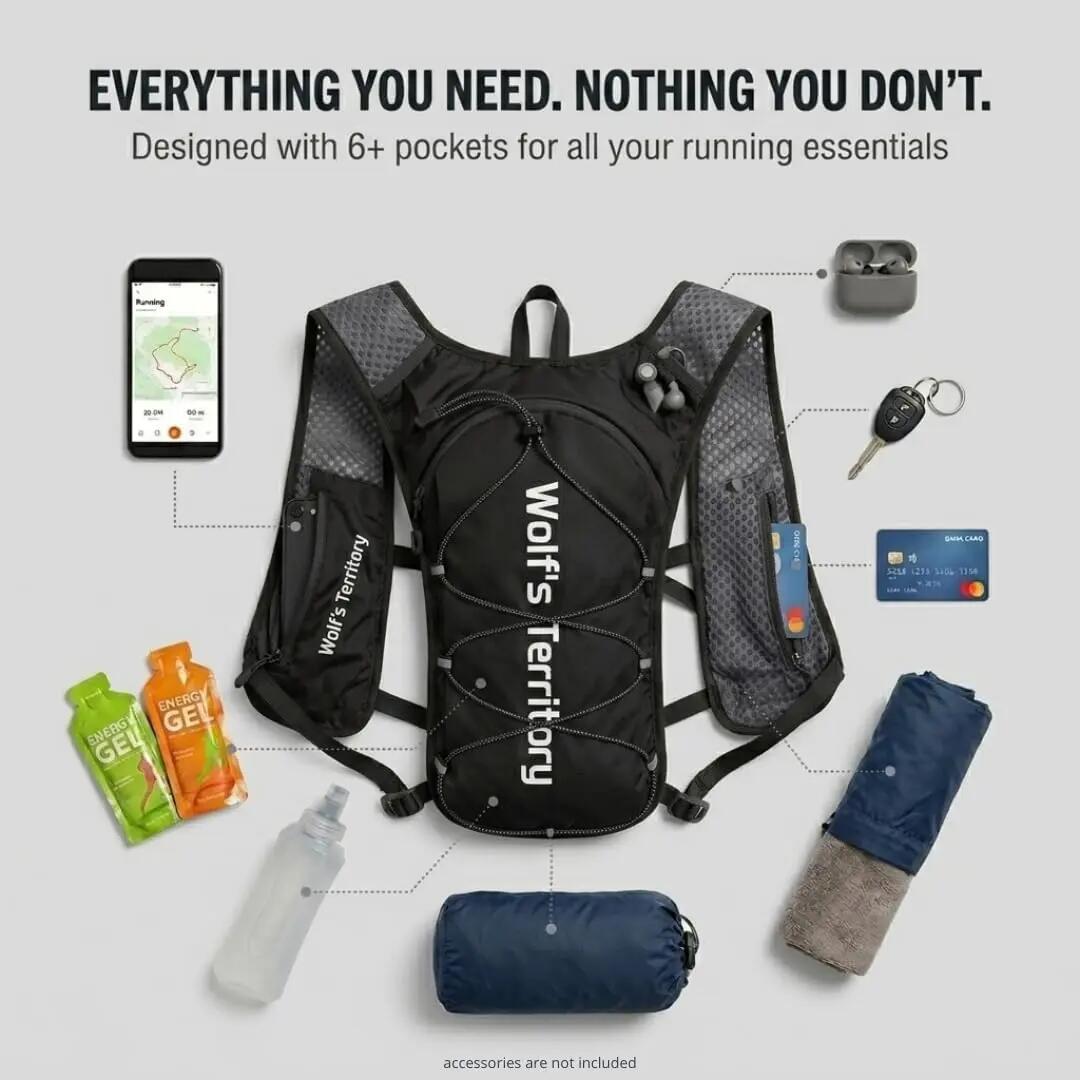 Gilet de course unisexe, bretelles de poitrine ajustables, sac à dos d'hydratati 4/7