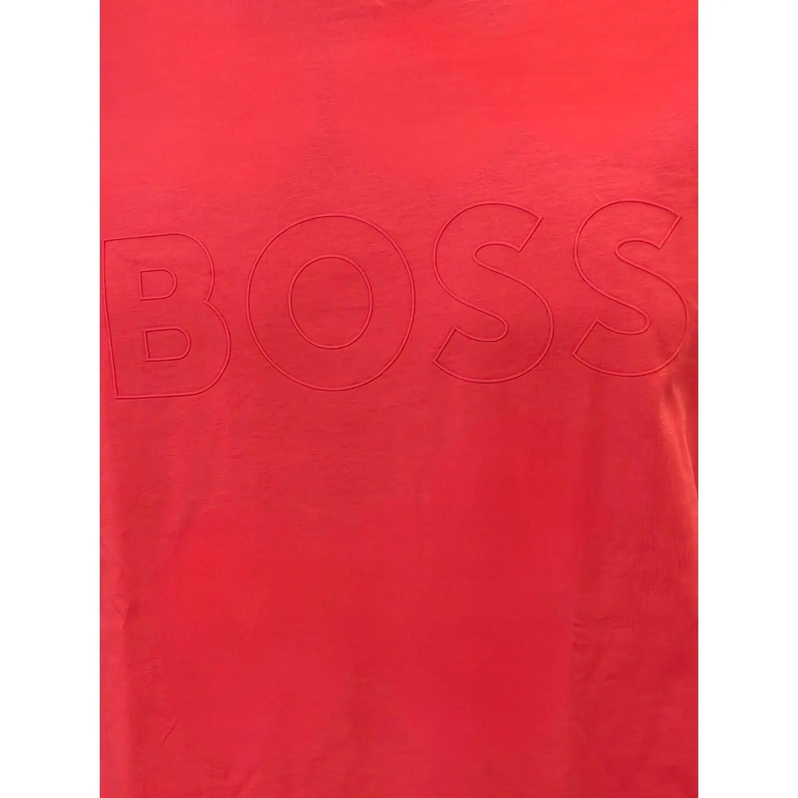Camiseta Diseño Logotipo de Algodón para Hombre Rojo 3/3