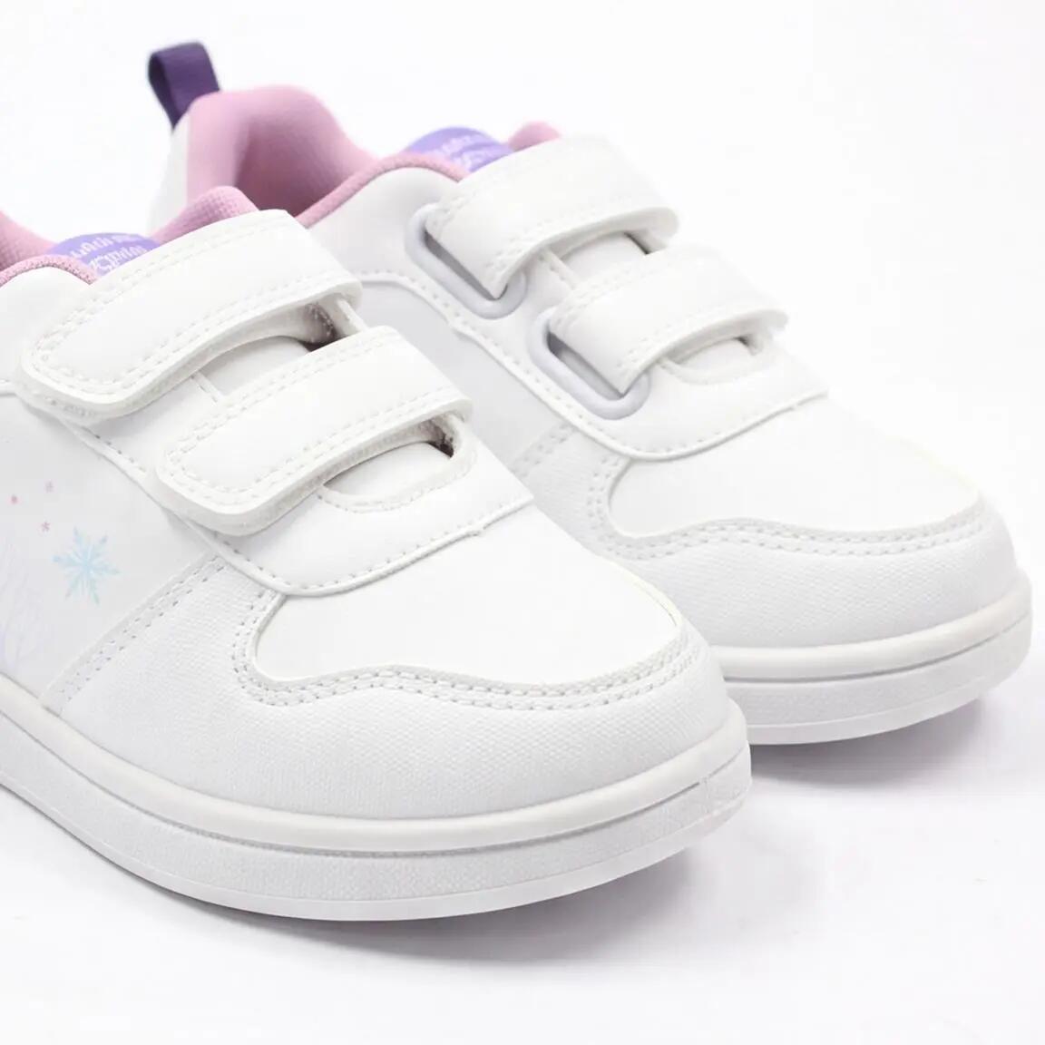 Kindersneakers Frozen dubbel klittenband PVC-zool wit 4/6