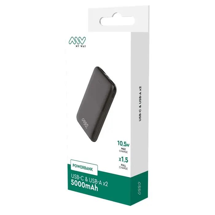 POWERBANK 5000MAH USB-C + 2 USB-A NOIR 4/4