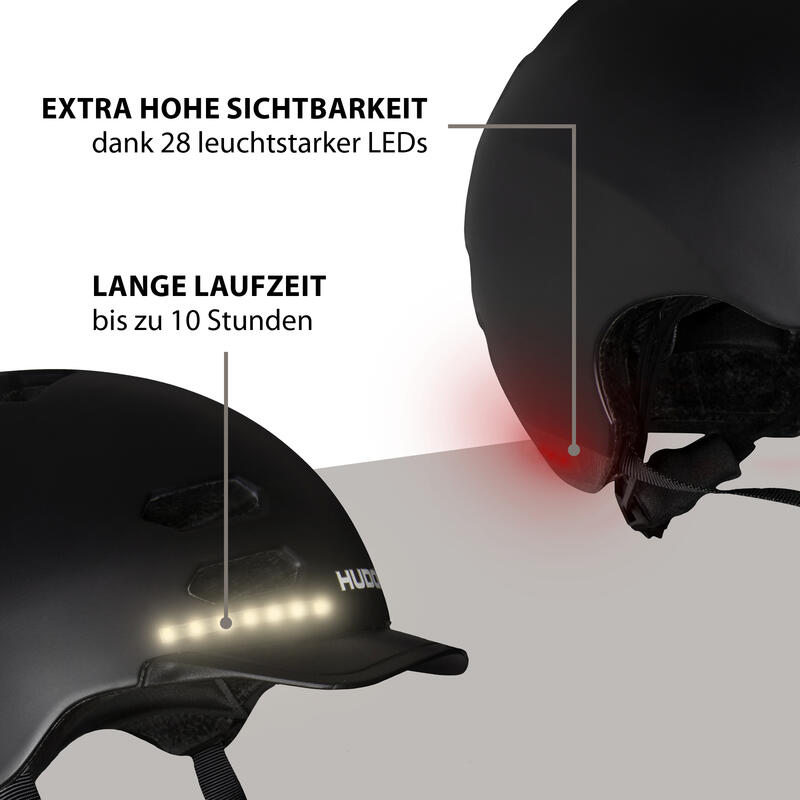 Fahrrad-/Skate-Helm mit integrierten LED-Lampen