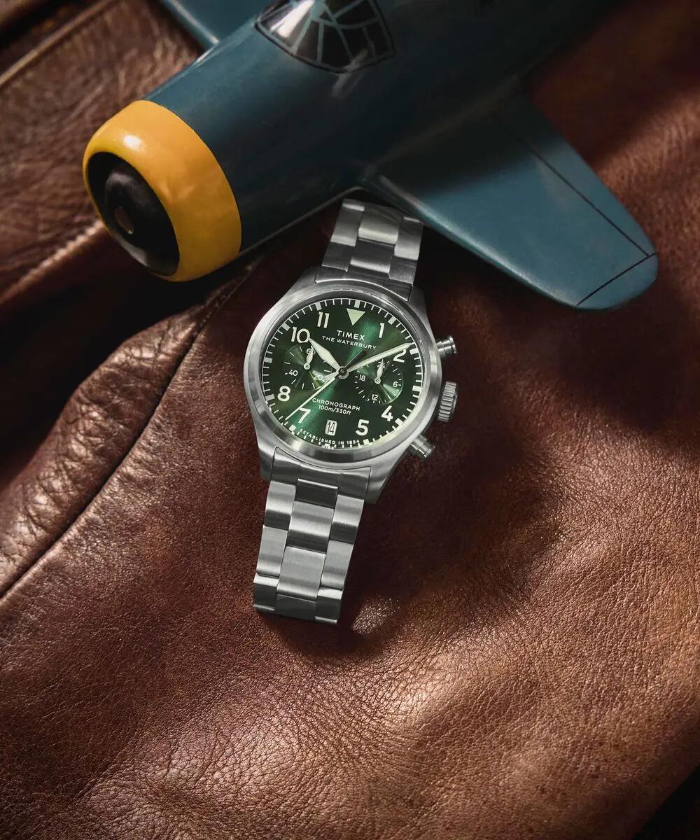 Timex Chronographe Montre Argent/Vert TW2Y19100 6/6