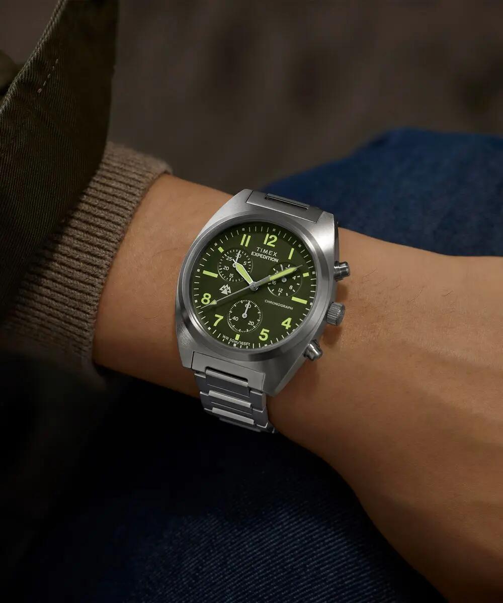 Timex Chronograph Uhr Silber/Grün TW2Y61300 5/6