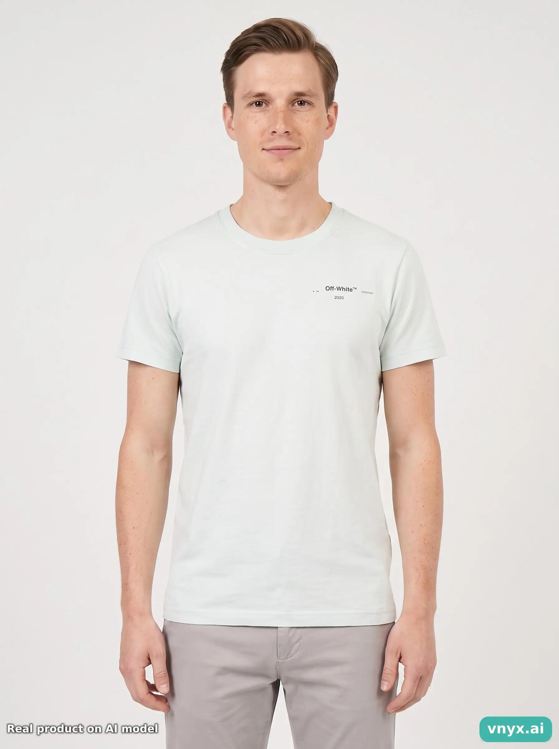 Second Life - Vintage Off-white Pale Mint T-Shirt Men XS 5/5