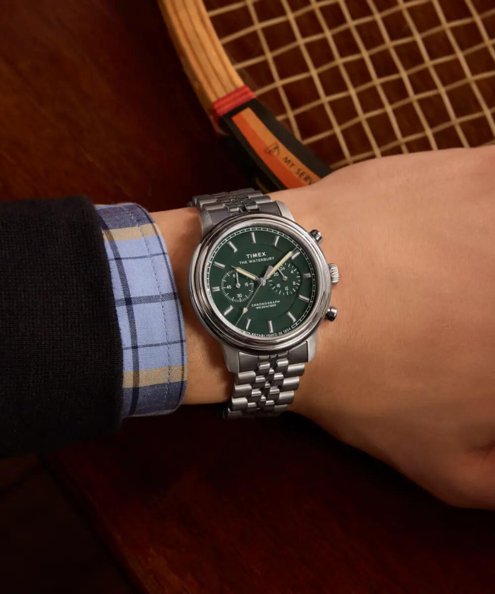 Timex Chronographe Montre Argent/Vert TW2Y23600 5/6