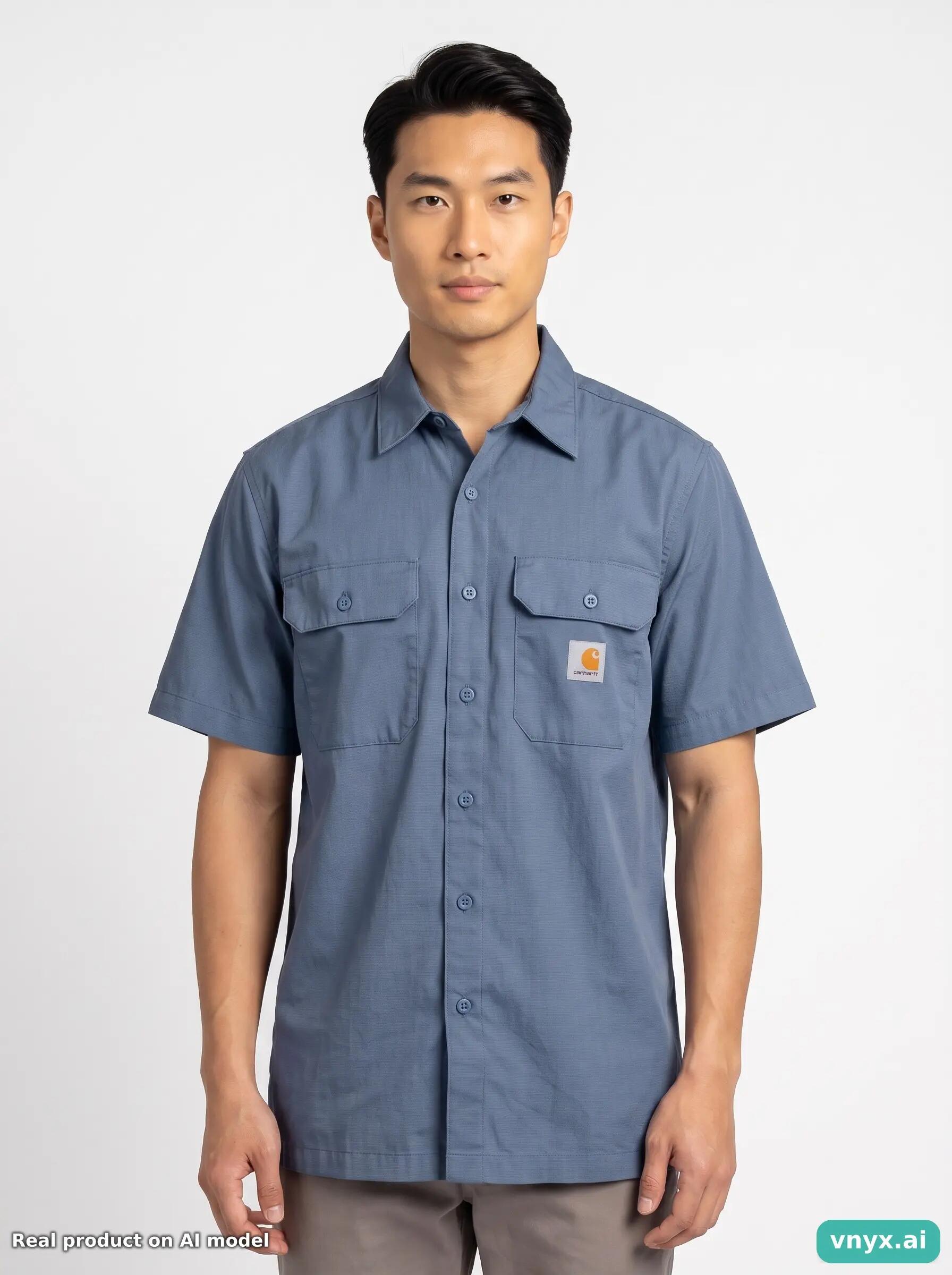 Second Life - Vintage Carhartt Blue Casual Shirt Men L 5/5
