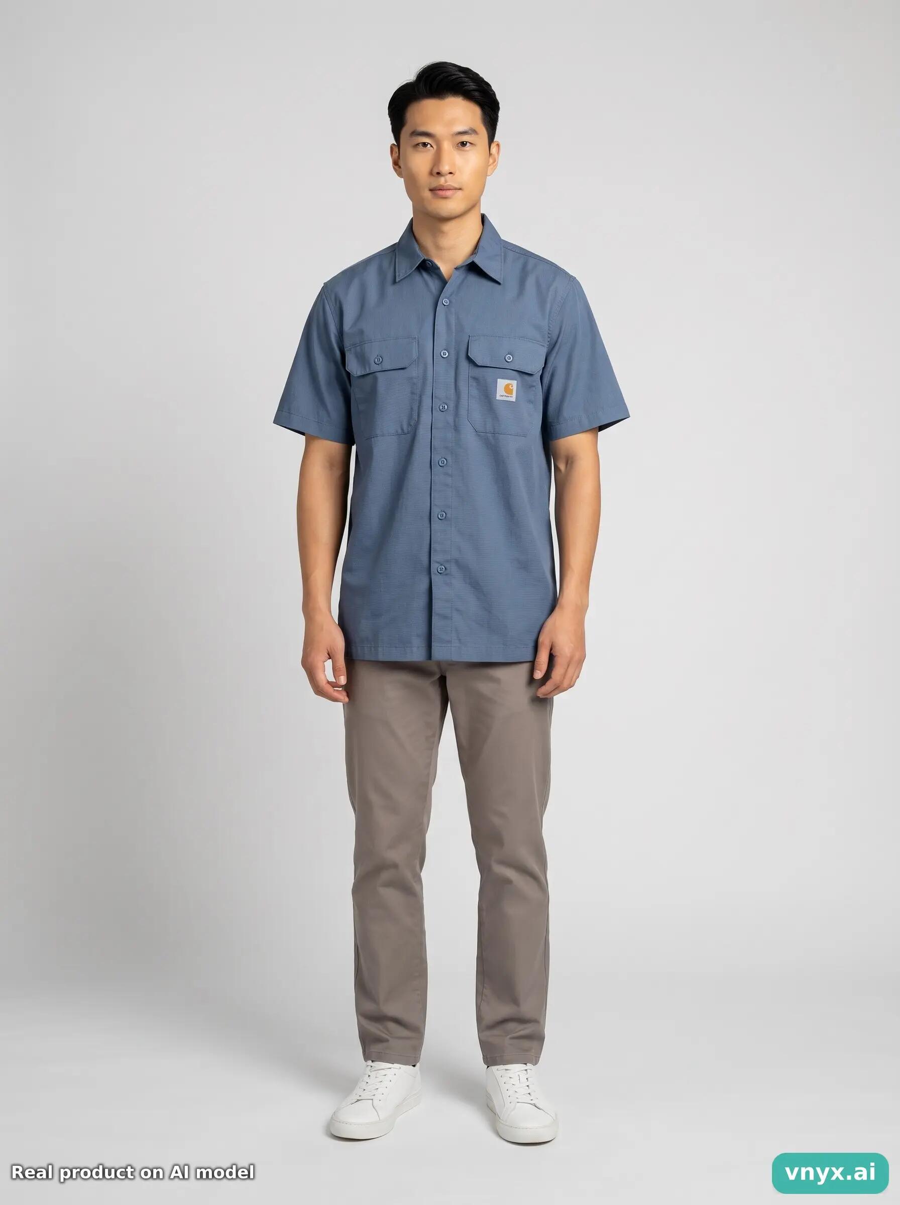 Second Life - Vintage Carhartt Blue Casual Shirt Men L 3/5