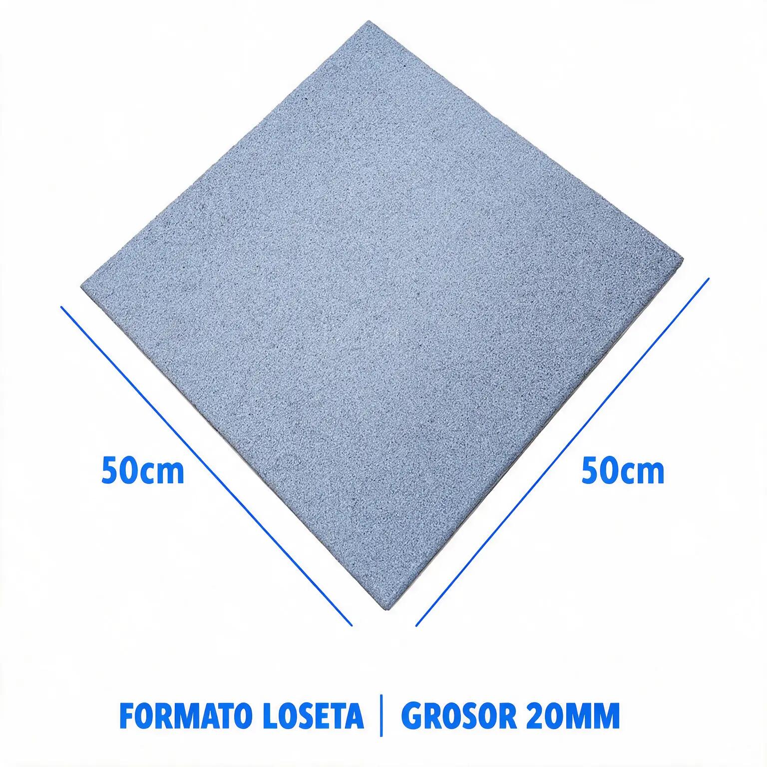 Loseta de Caucho para Gimnasio 50x50cm x 20mm Gris 1/8