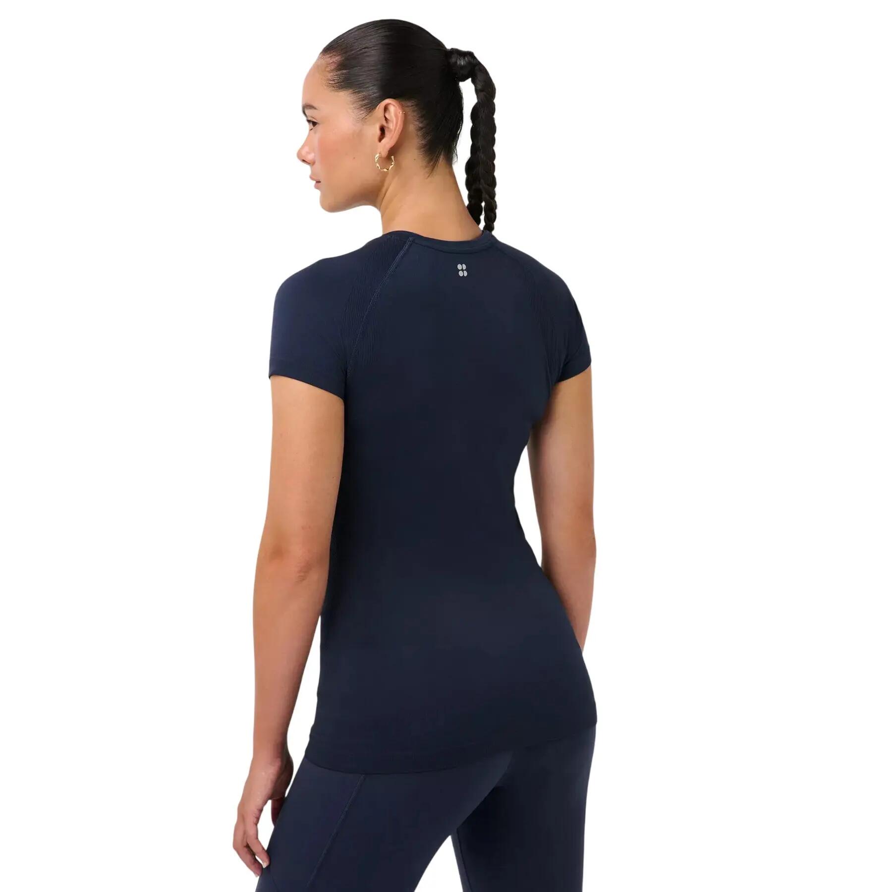 Camiseta Athlete Ejercicio para Mujer Azul Marino 3/4