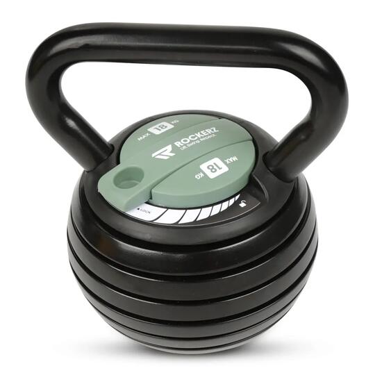 Rockerz - Verstellbare Kettlebell 18 kg - Kraft und Fitness - Schwarz