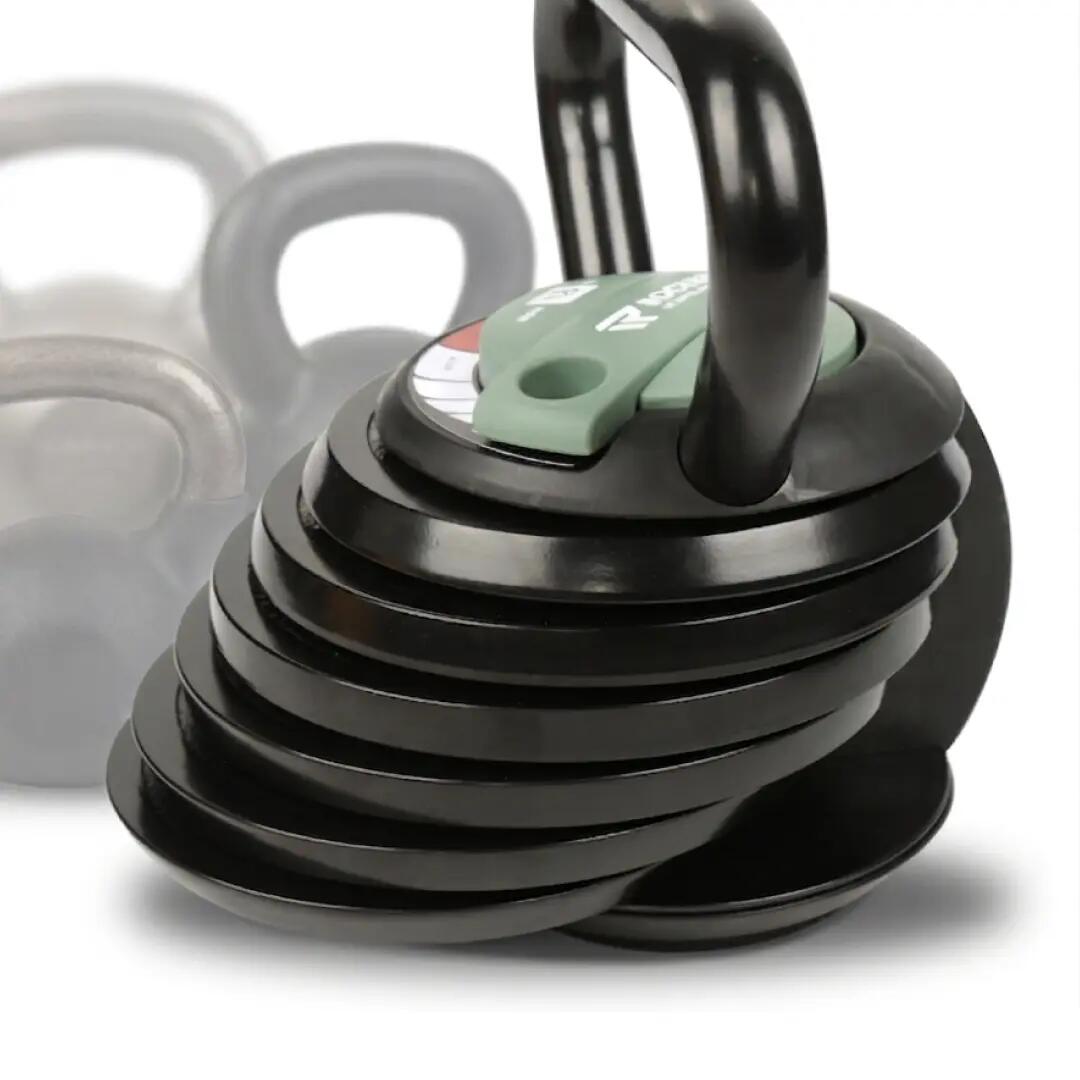 Rockerz - Verstelbare Kettlebell 18 kg - Kracht en Conditie - Zwart 9/15