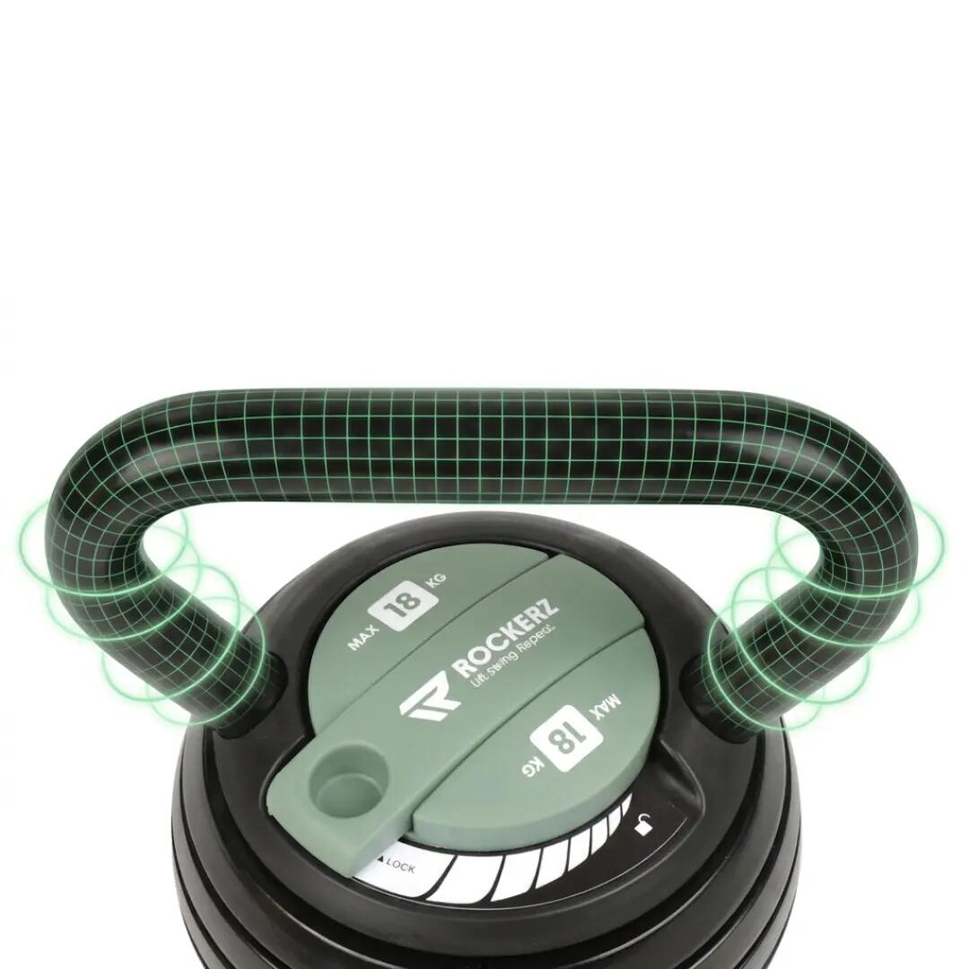 Rockerz - Verstelbare Kettlebell 18 kg - Kracht en Conditie - Zwart 8/15