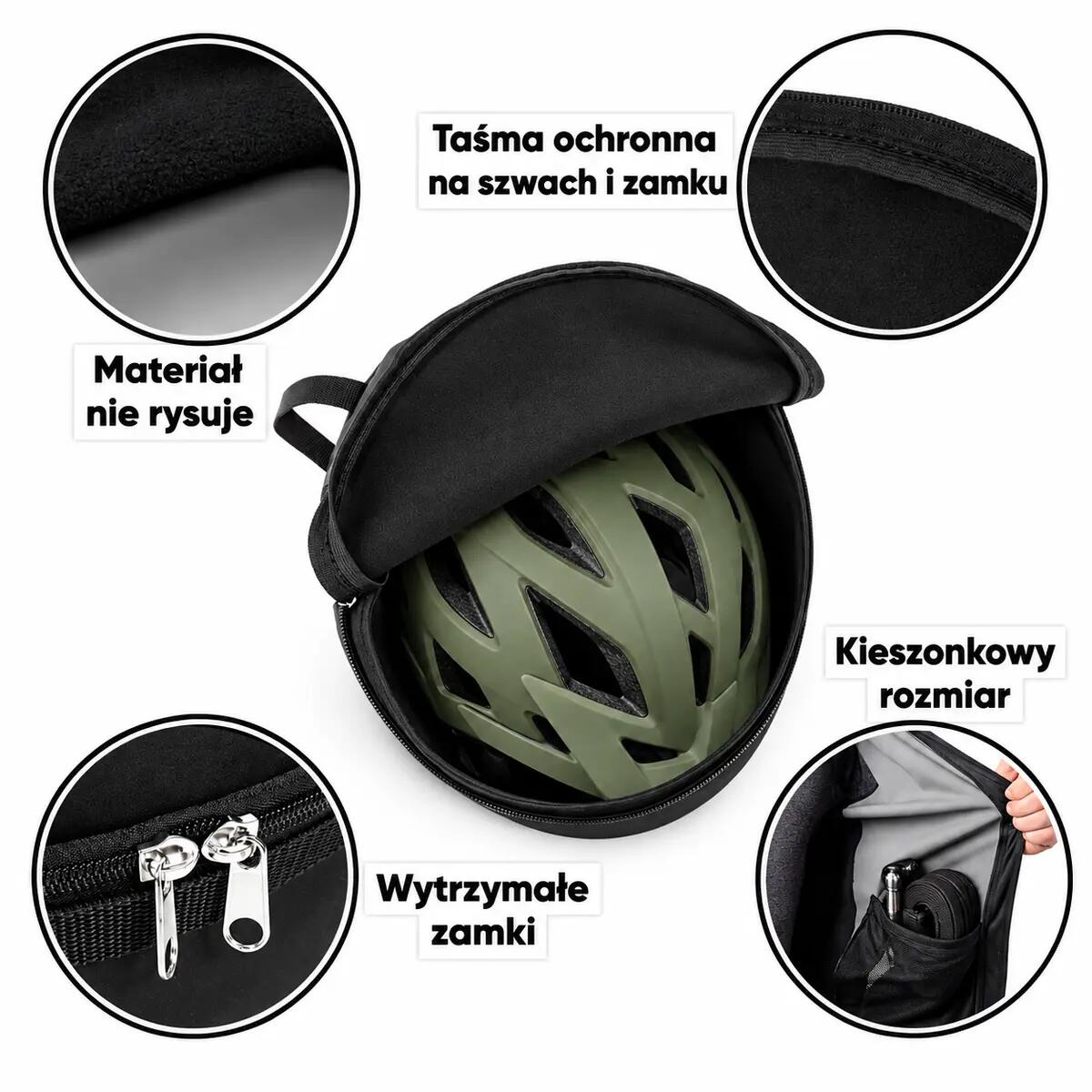 Pokrowiec na kask rowerowy: dojazd, wyjazd i przechowywanie bez rys 2/6