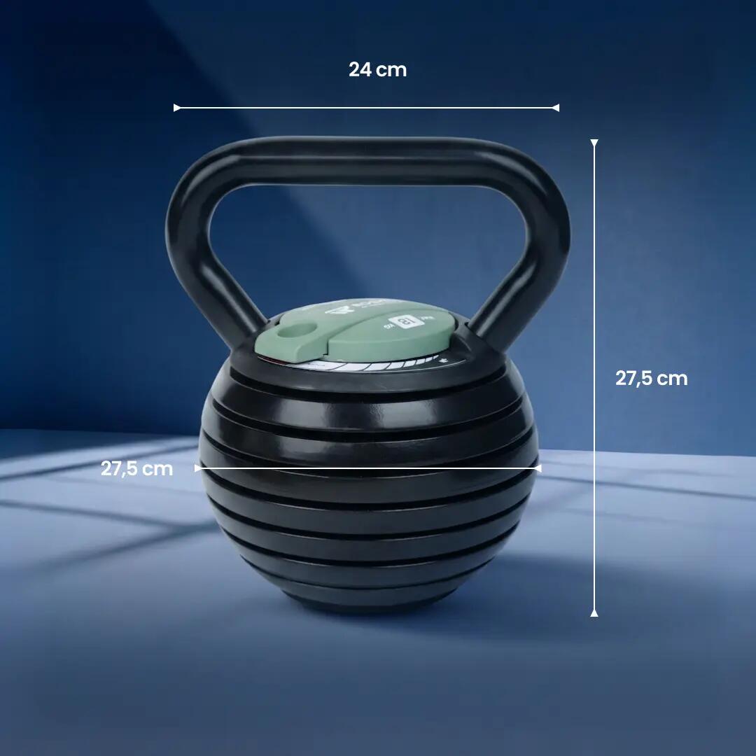 Rockerz - Verstelbare Kettlebell 18 kg - Kracht en Conditie - Zwart 6/15