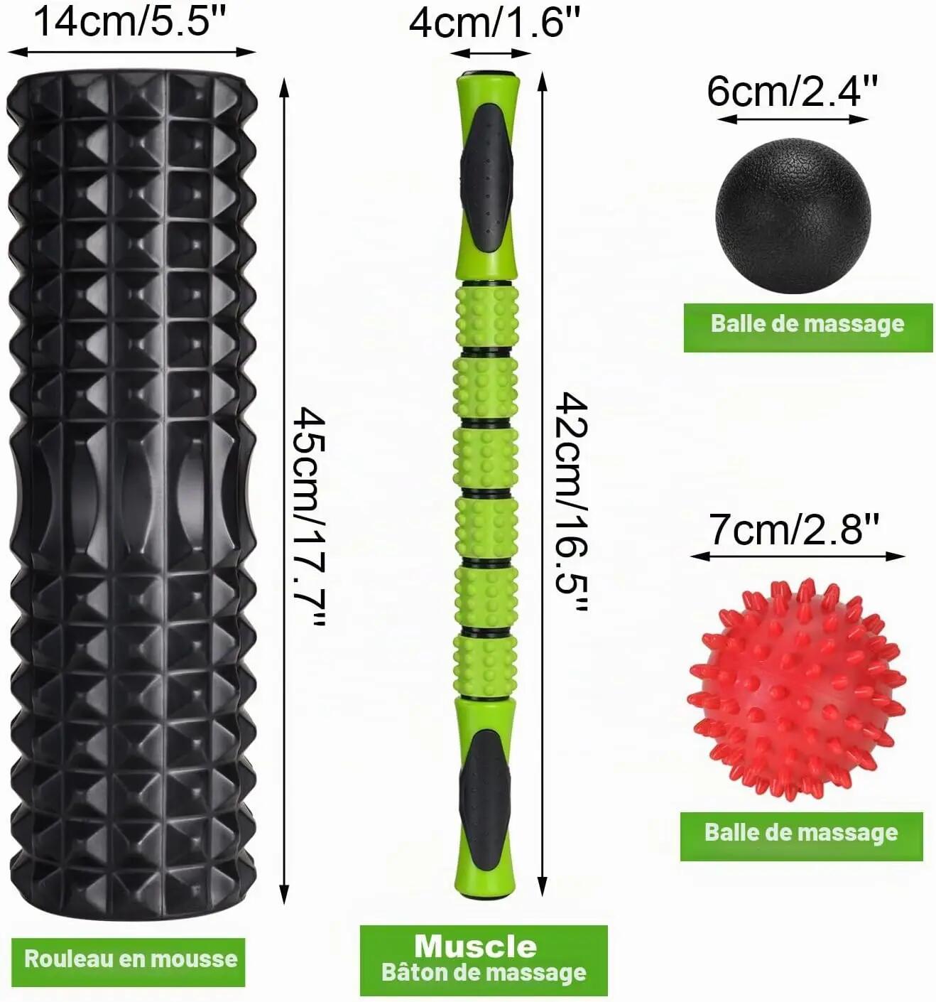 Rouleau de massage en mousse, rouleau de massage 5 en 1, rouleau de massage avec 2/8