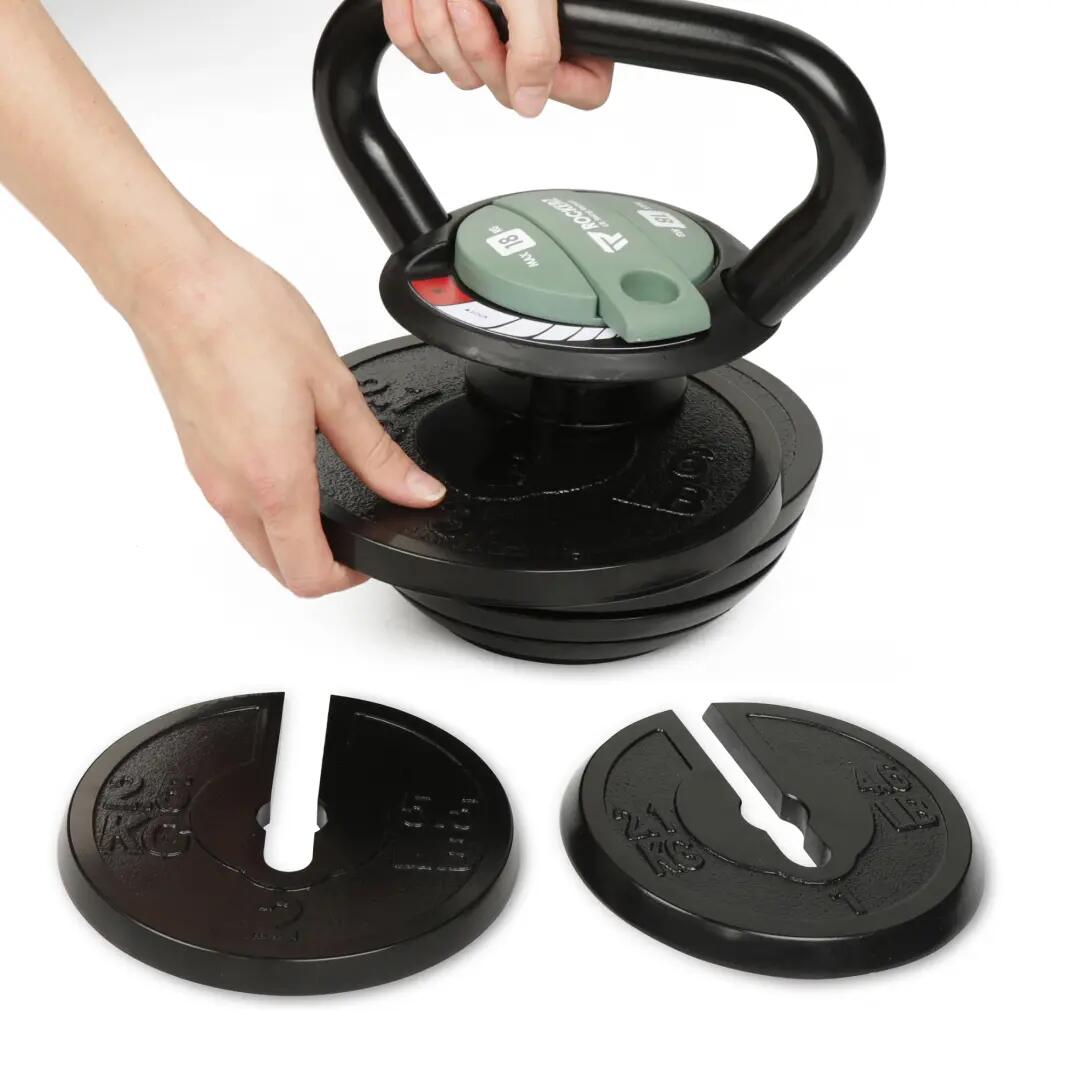 Rockerz - Verstelbare Kettlebell 18 kg - Kracht en Conditie - Zwart 4/15