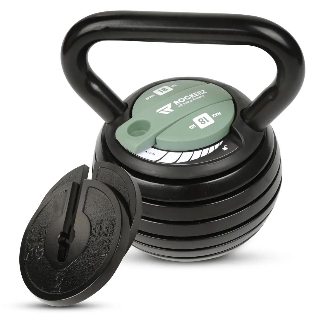 Rockerz - Verstelbare Kettlebell 18 kg - Kracht en Conditie - Zwart 2/15
