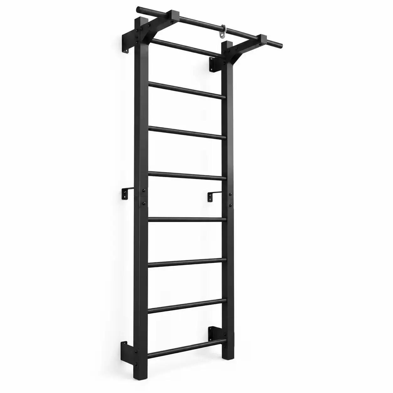 Fekete fém bordásfal felső húzódzkodó rúddal, 213 cm (STEEL M) 5/6