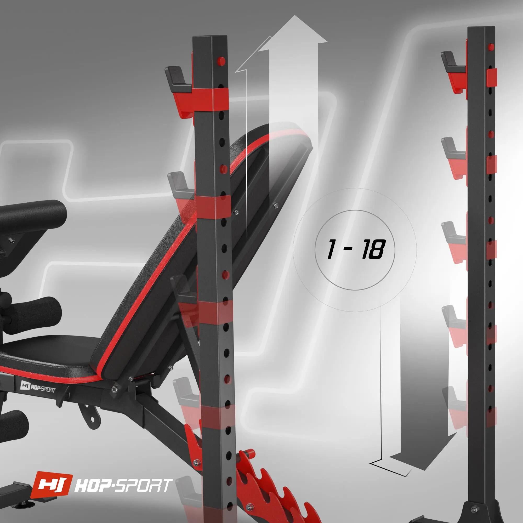 Bancă de culturism Hop-Sport HS-1095 cu suporturi 2/7